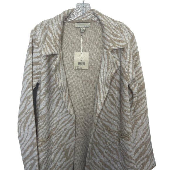 By Design Cardigan Sweater Coat Womens Medium Beige Zebra Print - Picture 3 of 9